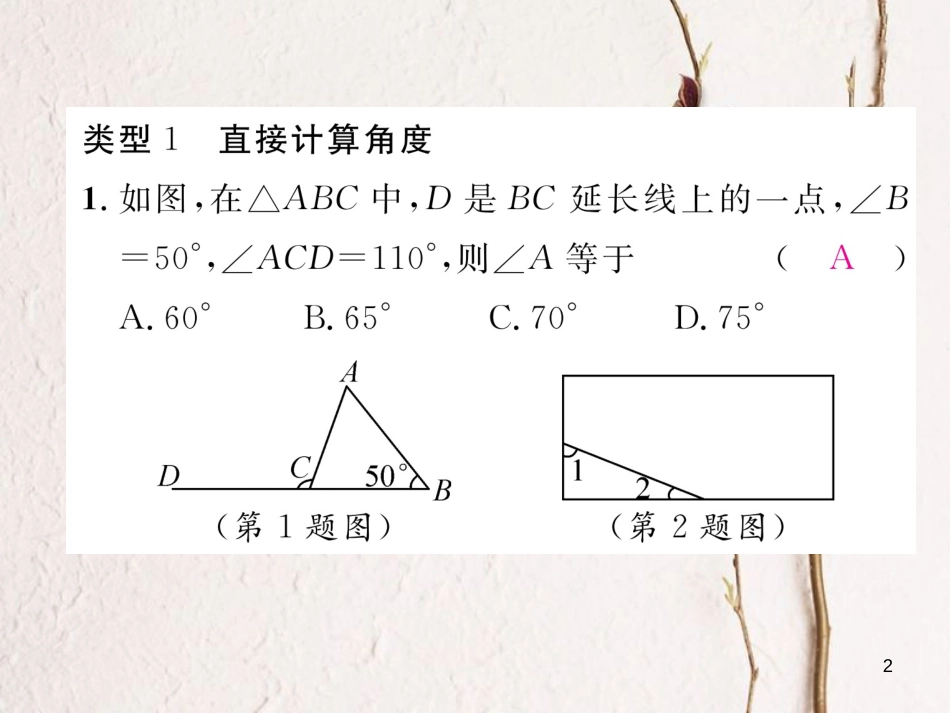 七年级数学下册 专题五 三角形内角和的应用专练作业课件 （新版）北师大版_第2页