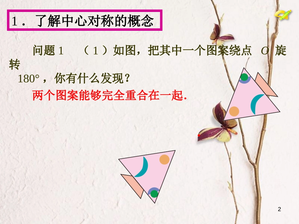 陕西省安康市石泉县池河镇九年级数学上册 23.2 中心对称课件 （新版）新人教版_第2页