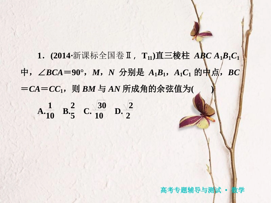 山西省忻州市高考数学专题用向量解决立体几何角的问题2复习课件_第2页