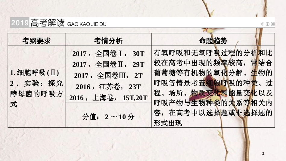 2019版高考生物大一轮复习 第11讲 ATP的主要来源——细胞呼吸优选课件_第2页