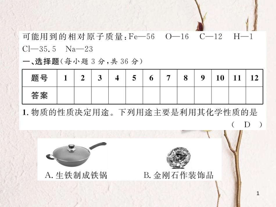 九年级化学下册 期中达标测试卷作业课件 （新版）新人教版_第1页