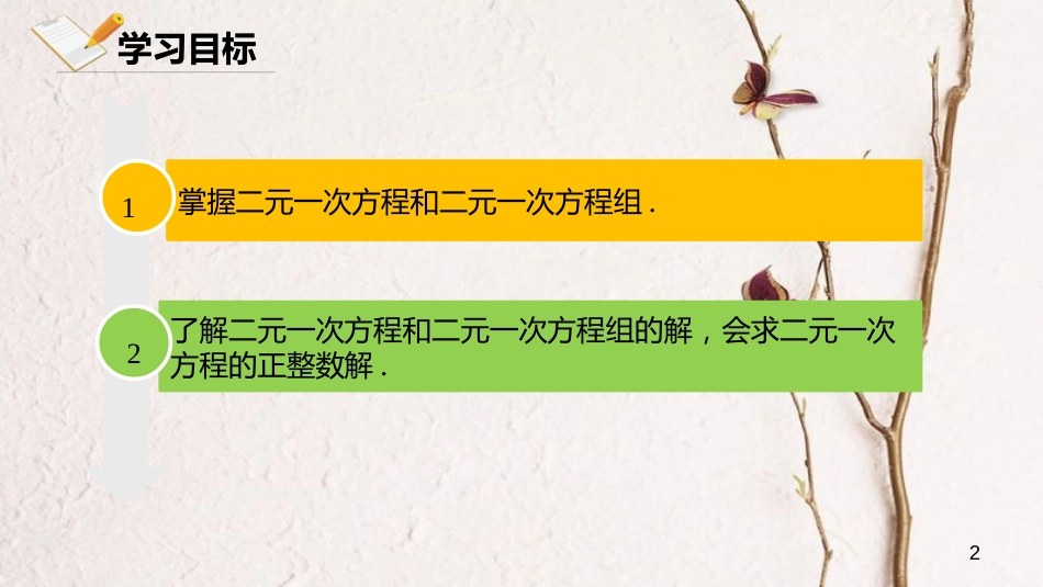 七年级数学下册 第八章 二元一次方程组 8.1 二元一次方程组课件 （新版）新人教版_第2页