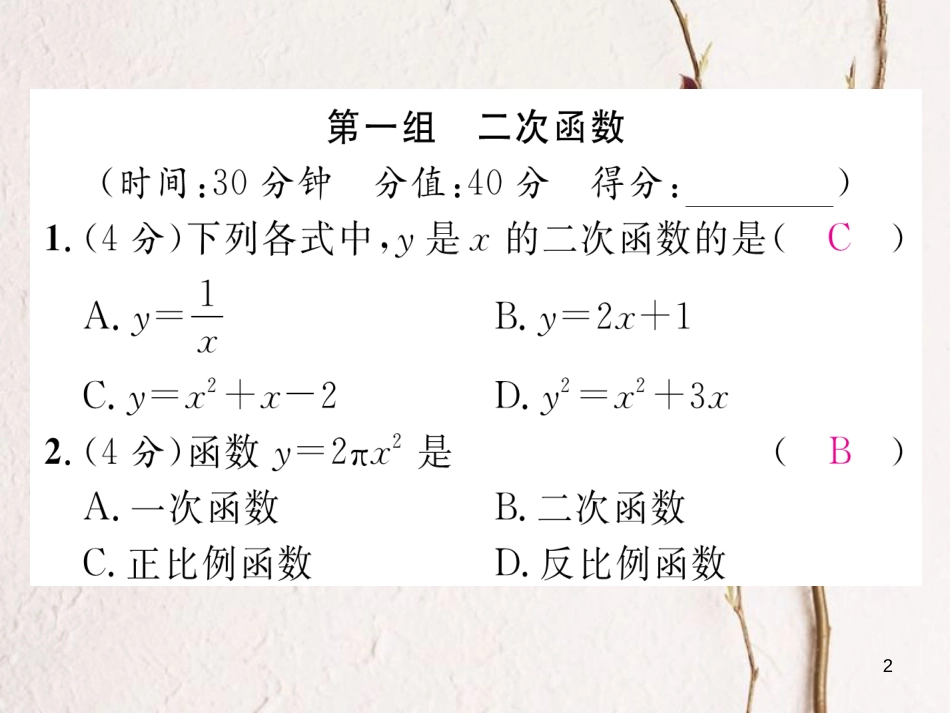 九年级数学下册 双休作业(1)作业课件 (新版)湘教版_第2页