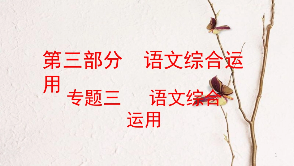 云南省中考语文复习方案 第三部分 语文综合运用 专题三 语文综合运用课件_第1页