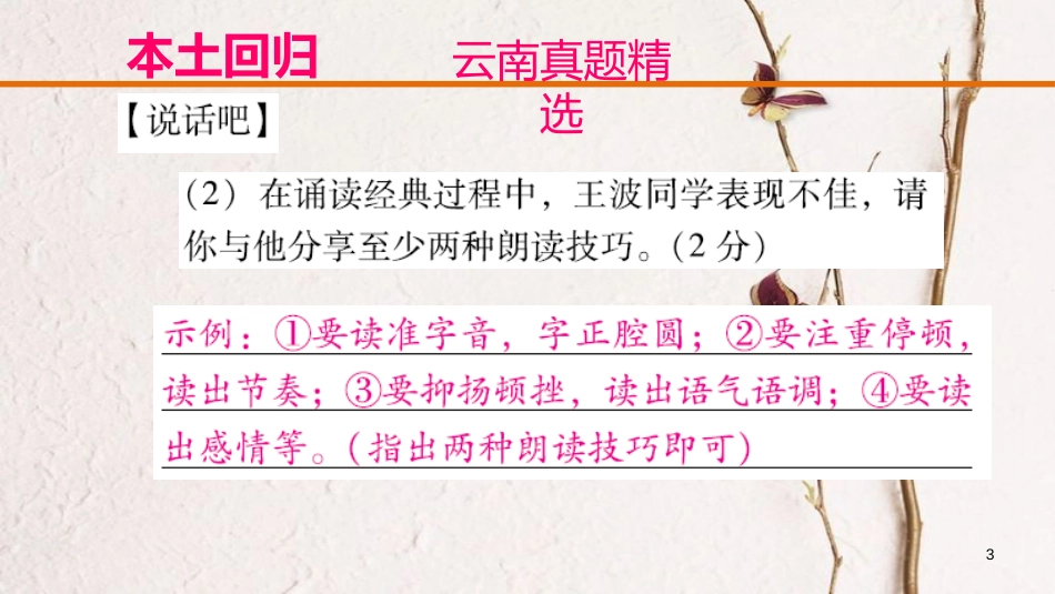 云南省中考语文复习方案 第三部分 语文综合运用 专题三 语文综合运用课件_第3页