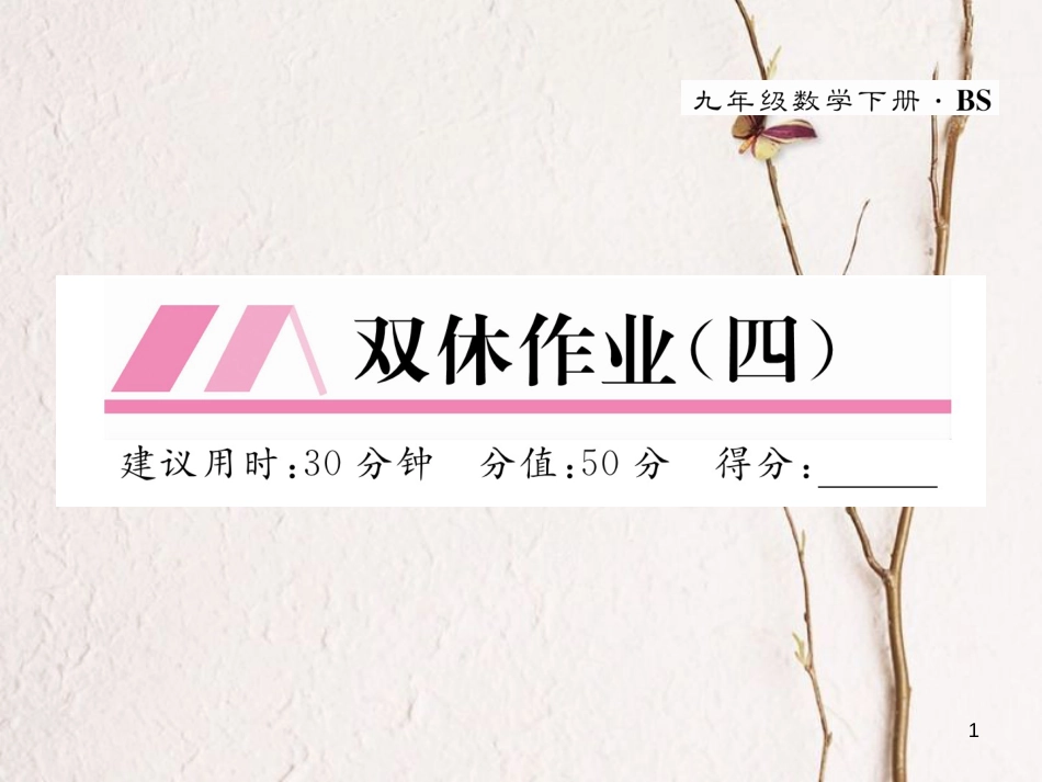 九年级数学下册 双休作业(四)作业课件 (新版)北师大版_第1页