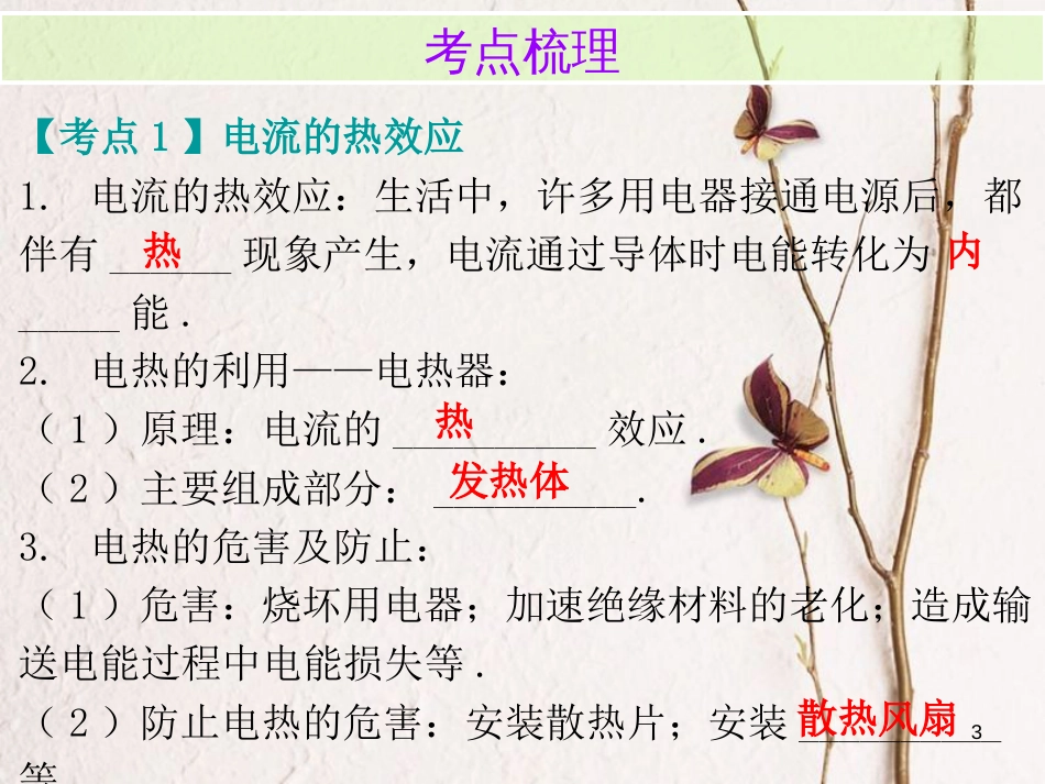 广东省中考物理总复习 第一部分 基础复习 第25课时 焦耳定律内文部分课件_第3页