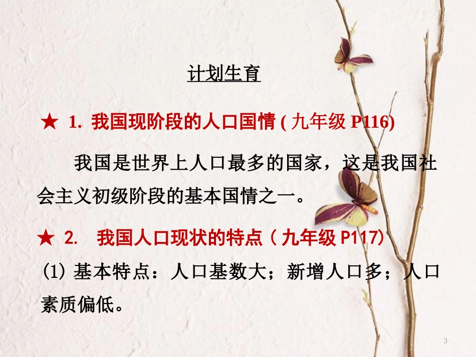 湖南省郴州市中考政治领域四国情教育课时2人口、资源、环境课件_第3页