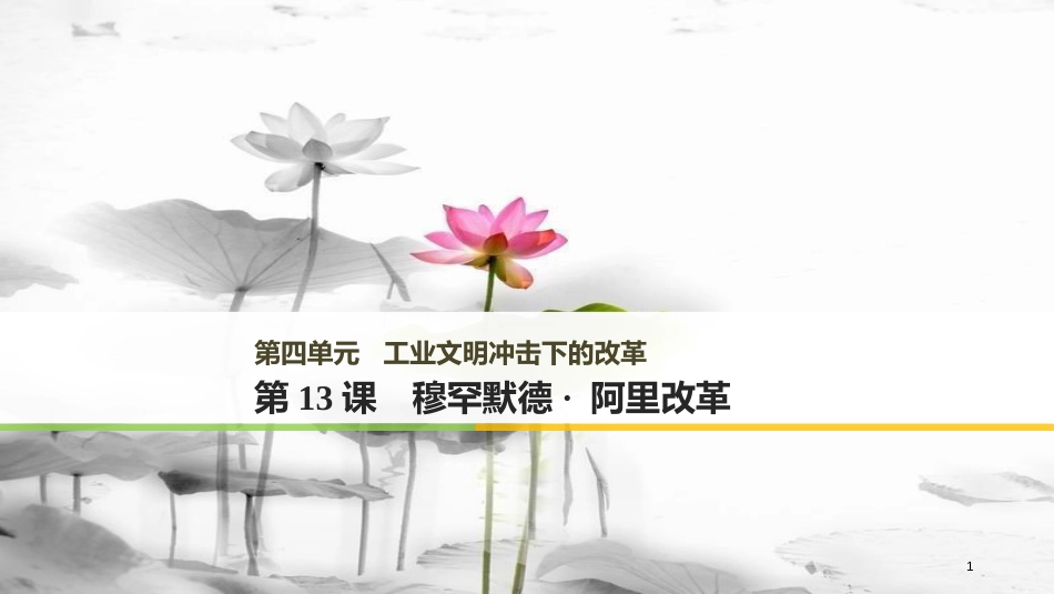 高中历史 第四单元 工业文明冲击下的改革 第13课 穆罕默德&#8226;阿里改革课件 岳麓版选修1_第1页