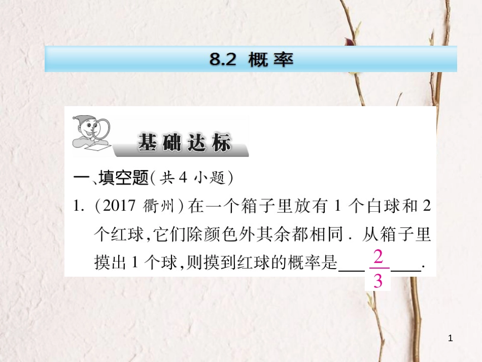 云南省中考数学总复习 第八章 统计与概率 8.2 概率课件_第1页