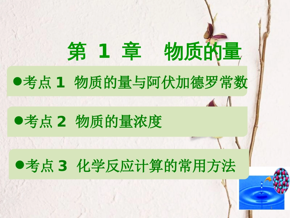 600分考点 700分考法（A版）2019版高考化学总复习 第1章 物质的量课件_第1页