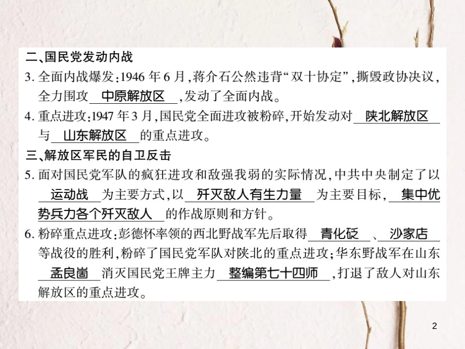 八年级历史上册 第七单元 解放战争 第23课 内战爆发习题课件 新人教版_第2页