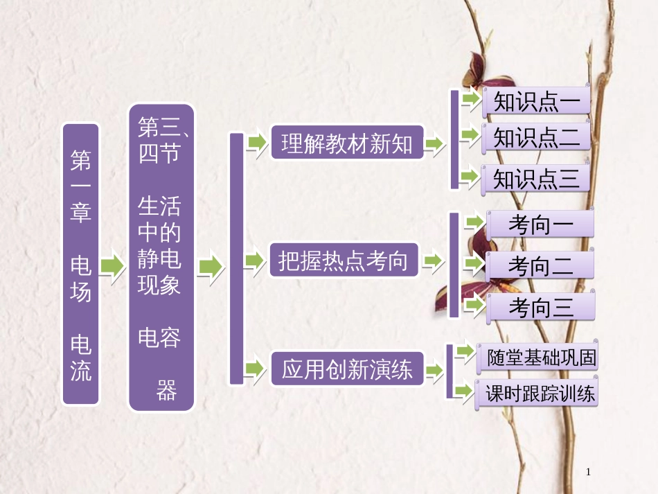 高中物理 第一章 电场电流 第三节 生活中的静电现象 第四节 电容器课件 新人教版选修1-1_第1页