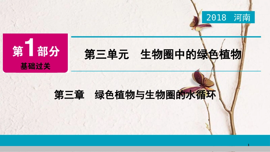 河南省2018年中考生物总复习 第1部分 第3单元 第3章 绿色植物与生物圈的水循环课件_第1页