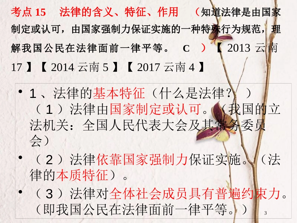 云南省中考政治 考点复习专题三 心中有法课件_第3页