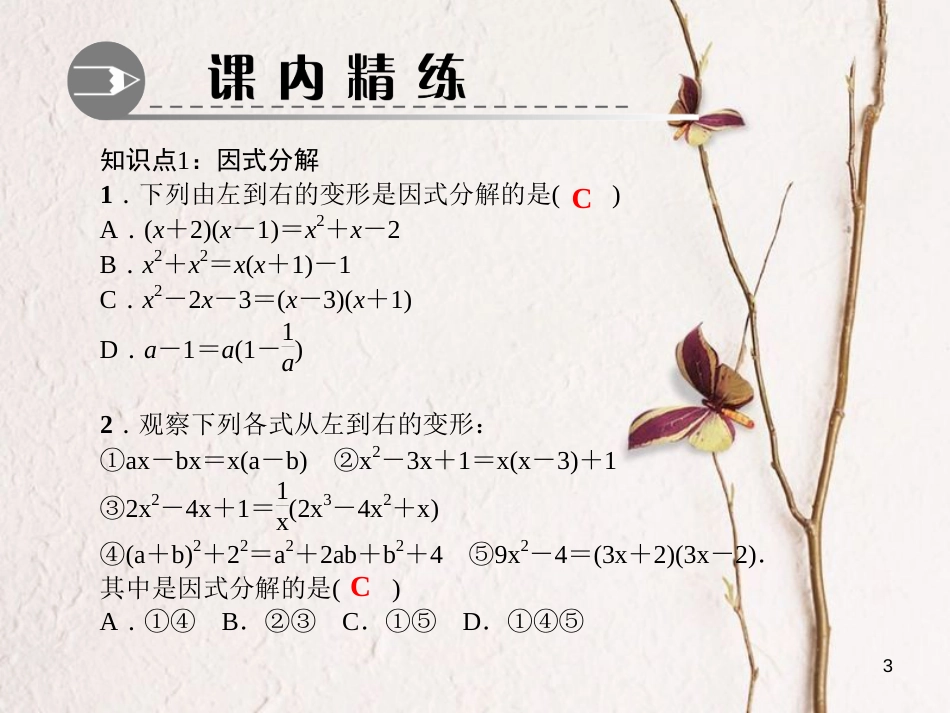 八年级数学下册 第四章 因式分解 1 因式分解作业课件 （新版）北师大版_第3页