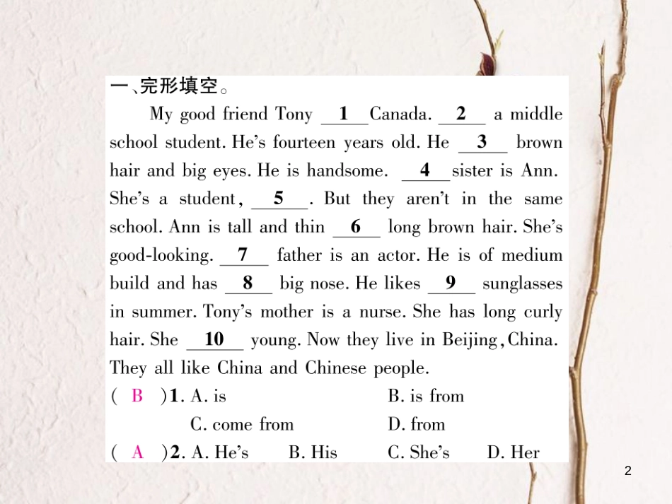 （遵义专版）七年级英语下册 双休作业（九）课件 （新版）人教新目标版_第2页
