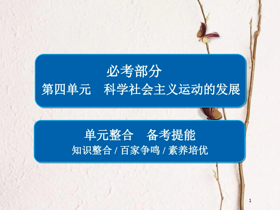 2019届高考历史一轮复习 第四单元 科学社会主义运动的发展单元整合课件 新人教版_第1页