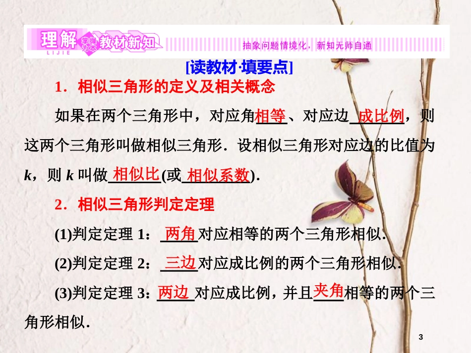 高中数学 第一章 相似三角形定理与圆幂定理 1.1.1 相似三角形判定定理课件 新人教B版选修4-1_第3页