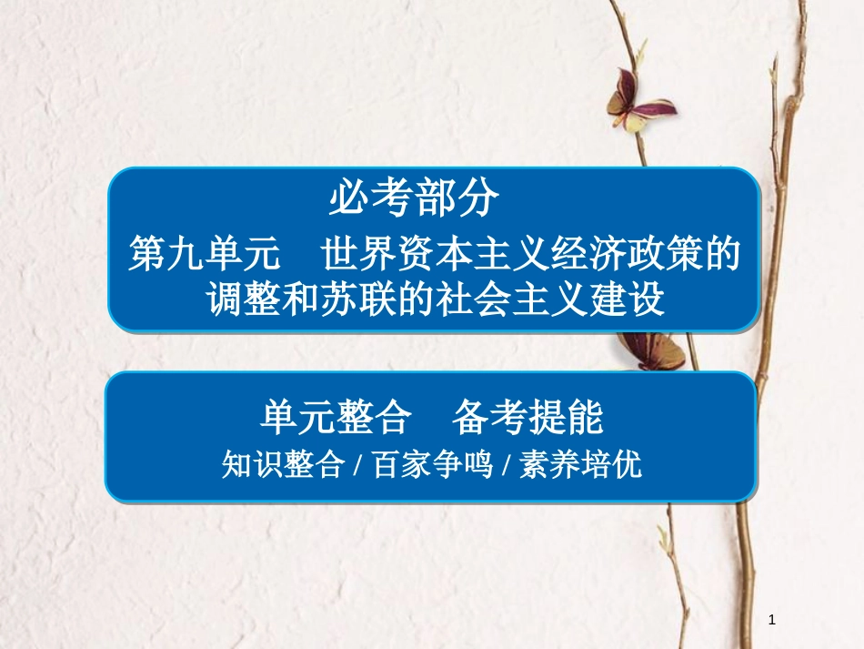2019届高考历史一轮复习 第九单元 世界资本主义经济政策的调整和苏联的社会主义建设单元整合课件 新人教版_第1页