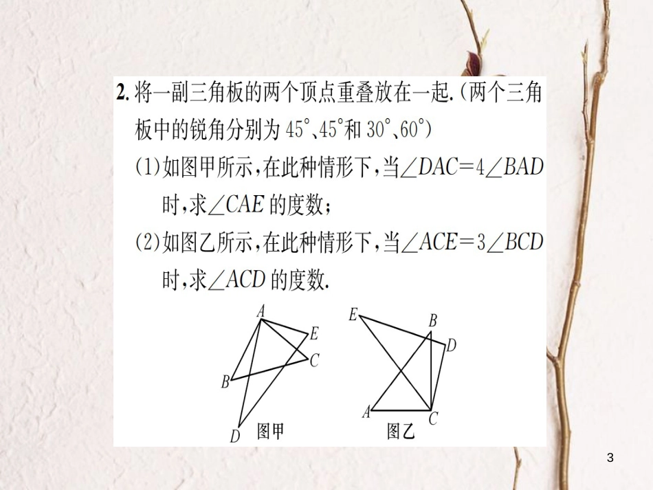 七年级数学上册 小专题（八）角度计算的几种方法习题课件 （新版）湘教版_第3页