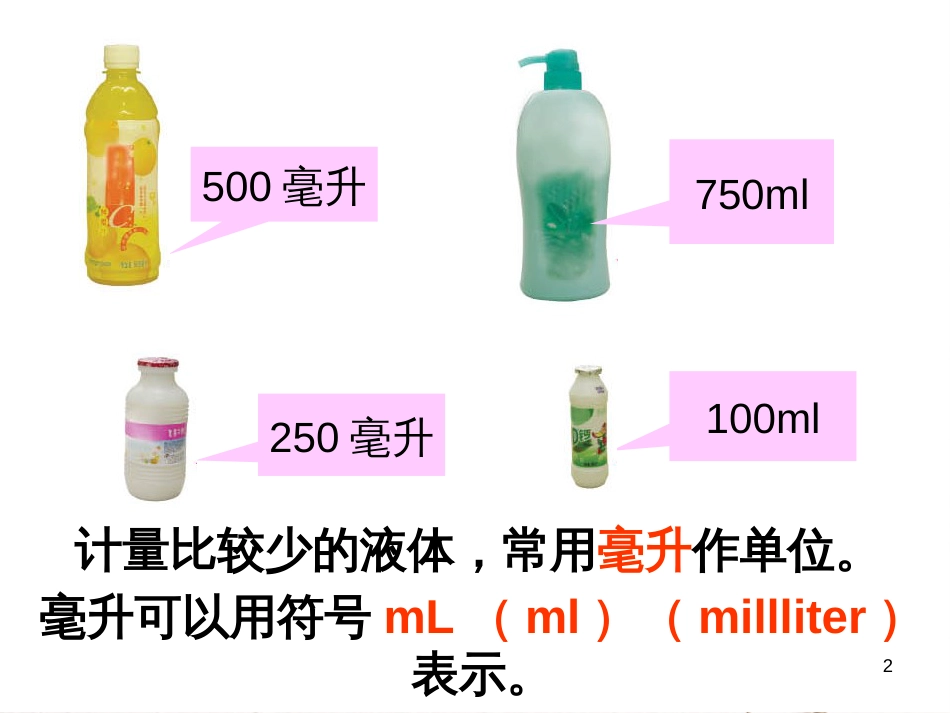 四年级数学上册 1.3 认识毫升课件2 苏教版_第2页