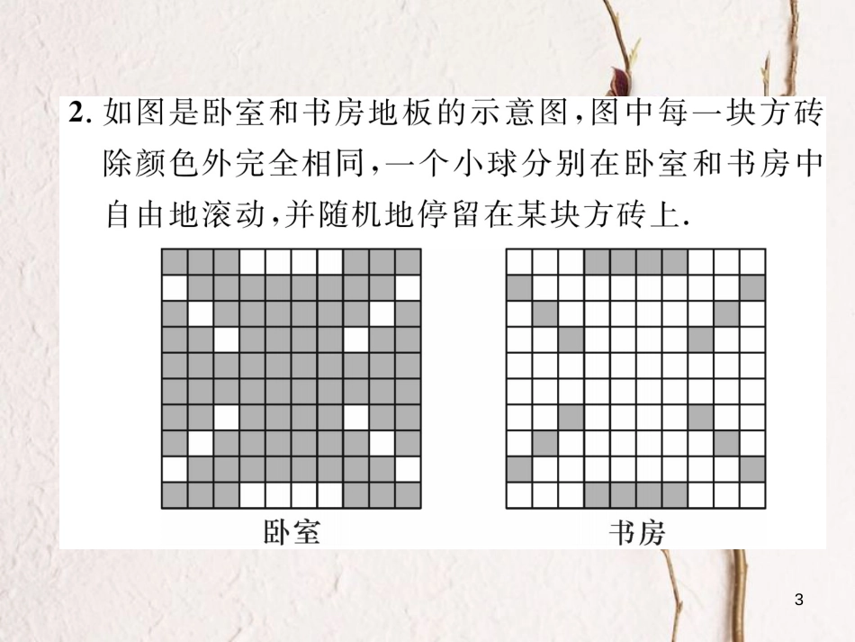 七年级数学下册 第6章 概率初步 3 等可能事件的概率（二）作业课件 （新版）北师大版_第3页