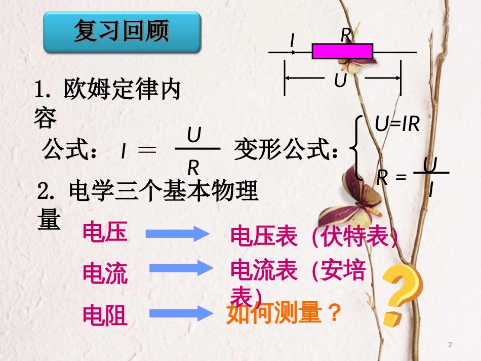 九年级物理全册 第十七章 第3节 电阻的测量课件2 （新版）新人教版_第2页