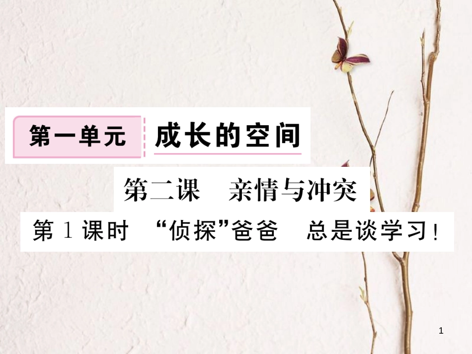 八年级道德与法治上册 第一单元 成长的空间 第二课 亲情与冲突 第1框《侦探爸爸 总是谈学习》习题课件 人民版_第1页