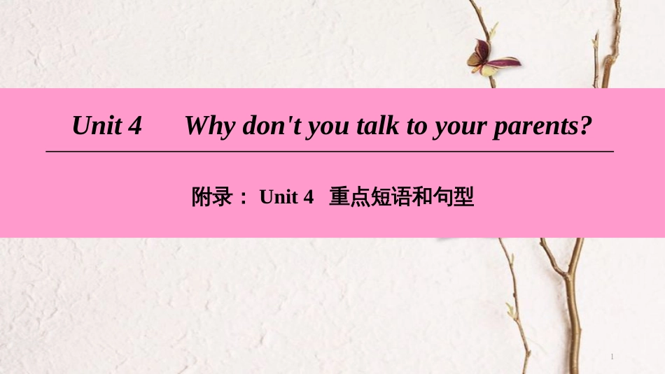 学年八年级英语下册 Unit 4 Why don’t you talk to your parents重点短语和句型课件 （新版）人教新目标版_第1页