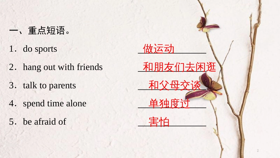 学年八年级英语下册 Unit 4 Why don’t you talk to your parents重点短语和句型课件 （新版）人教新目标版_第2页