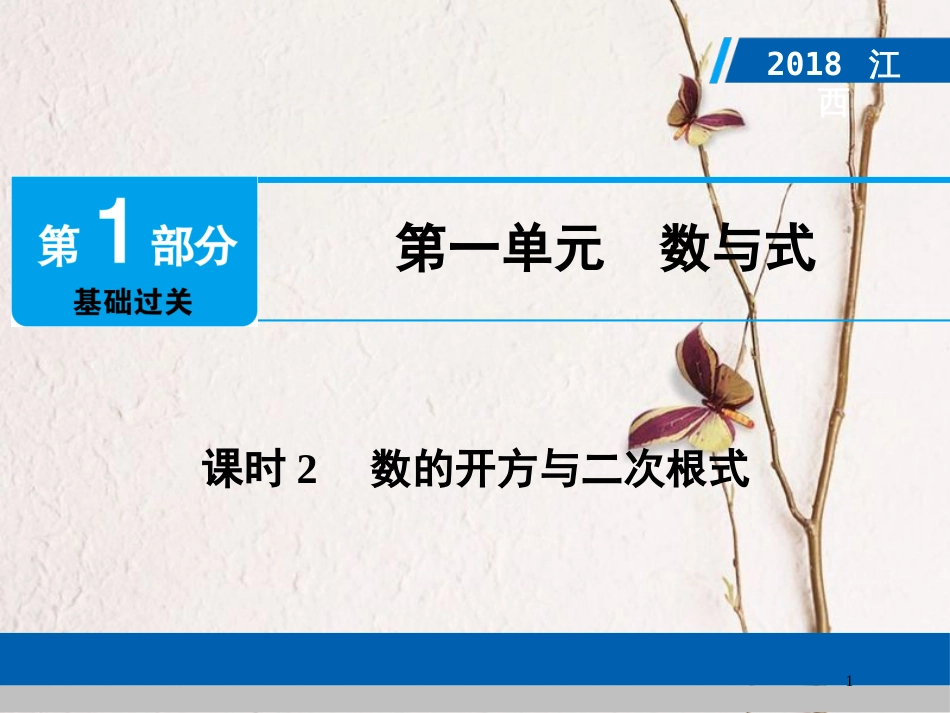 江西省中考数学总复习 第1部分 基础过关 第一单元 数与式 课时2 数的开方与二次根式课件_第1页