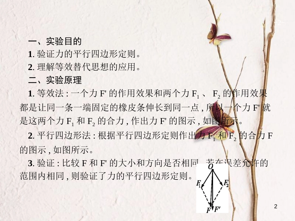 （新课标）2019版高考物理一轮复习 实验3 验证力的平行四边形定则课件_第2页