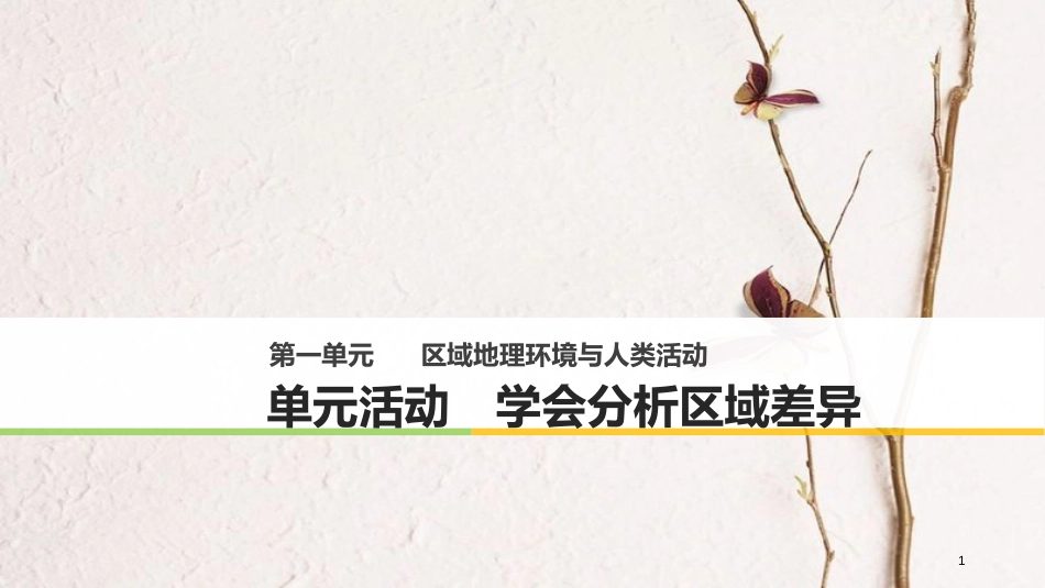 高中地理 第一单元 区域地理环境与人类活动单元活动 学会分析区域差异同步备课课件 鲁教版必修3_第1页