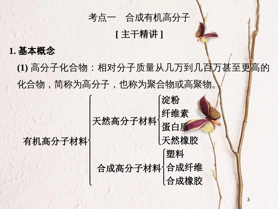 （浙江专版）2019版高考化学大一轮复习 专题十 有机化学 课时6 合成有机高分子 有机合成与推断课件_第3页