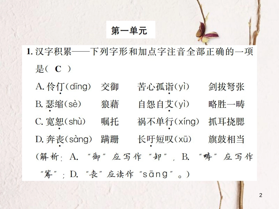 （遵义专版）八年级语文下册 专项提分卷（一）汉字积累——字音与字形课件 语文版(1)_第2页