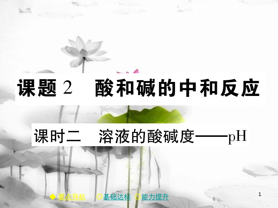 年春九年级化学下册 第十章 酸和碱 课题2 酸和碱的中和反应（课时二）课件 （新版）新人教版_第1页