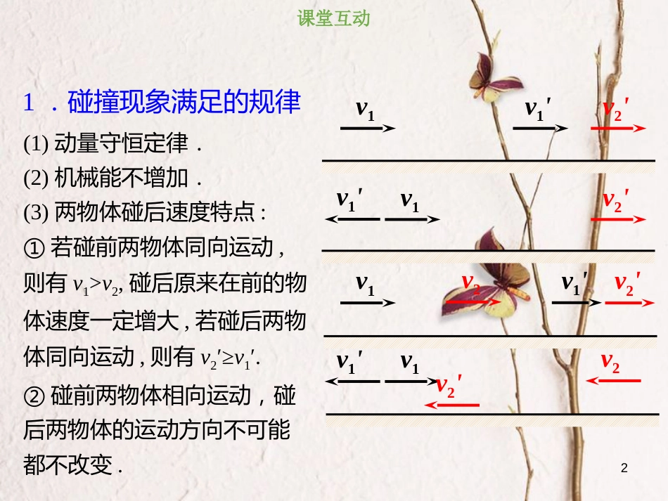 2019版高考物理总复习 第六章 碰撞与动量守恒 6-2-2 考点强化 碰撞模型的规律及应用课件_第2页