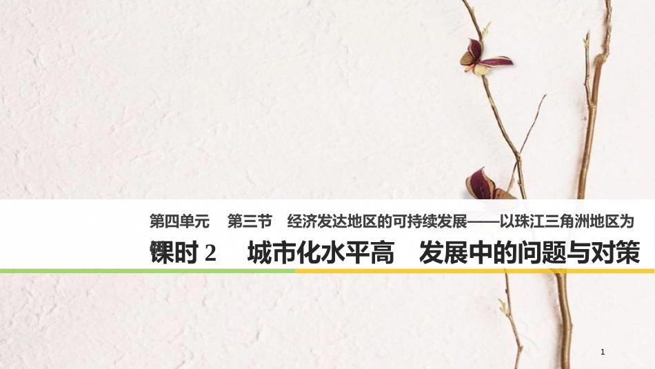 高中地理 第四单元 区域综合开发与可持续发展 第三节 经济发达地区的可持续发展——以珠江三角洲地区为例（2）同步备课课件 鲁教版必修3_第1页