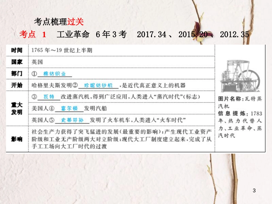 （聊城专版）中考历史复习 世界史 主题17 近代社会的确立与动荡课件_第3页