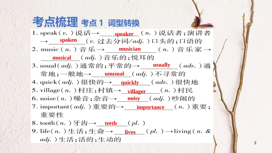 云南省中考英语学业水平精准复习方案 第一部分 教材复习 课时3 七下 Units 1-4课件_第2页