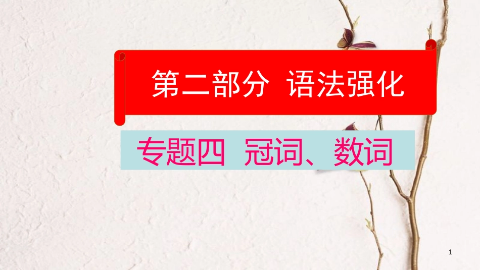 云南省中考英语学业水平精准复习方案 第二部分 语法强化 专题四 冠词、数词课件_第1页