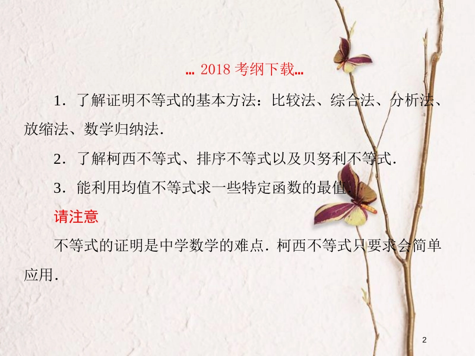 2019届高考数学一轮复习 选考部分 不等式选讲 第2课时 不等式的证明与柯西不等式课件 文_第2页
