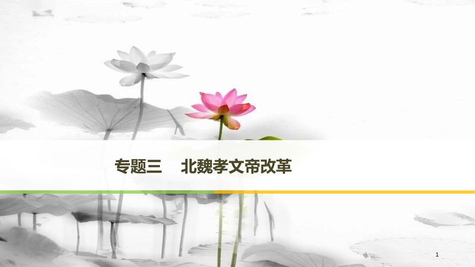 高中历史 专题三 北魏孝文帝改革 第1课 励精图治的孝文帝改革课件 人民版选修1_第1页