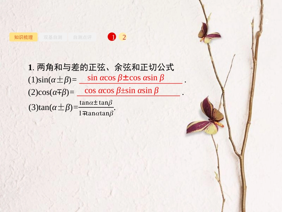 2019届高考数学一轮复习 第四章 三角函数、解三角形 4.5 两角和与差的正弦、余弦与正切公式课件 文 新人教B版_第2页