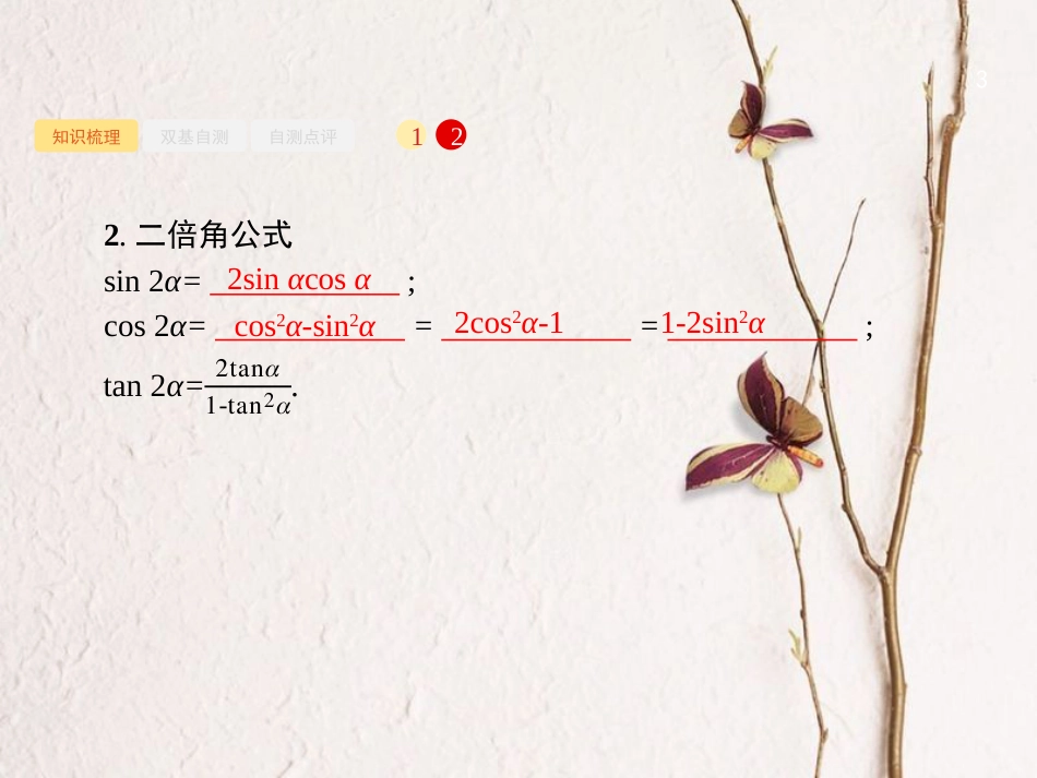 2019届高考数学一轮复习 第四章 三角函数、解三角形 4.5 两角和与差的正弦、余弦与正切公式课件 文 新人教B版_第3页