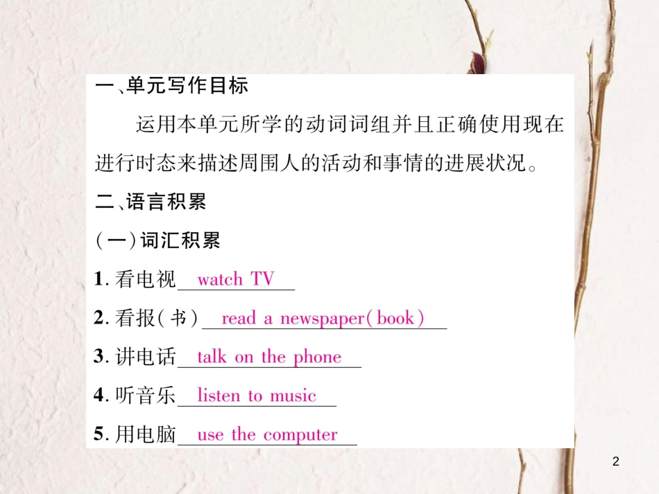 （遵义专版）七年级英语下册 Unit 6 I’m watching TV同步作文指导课件 （新版）人教新目标版_第2页