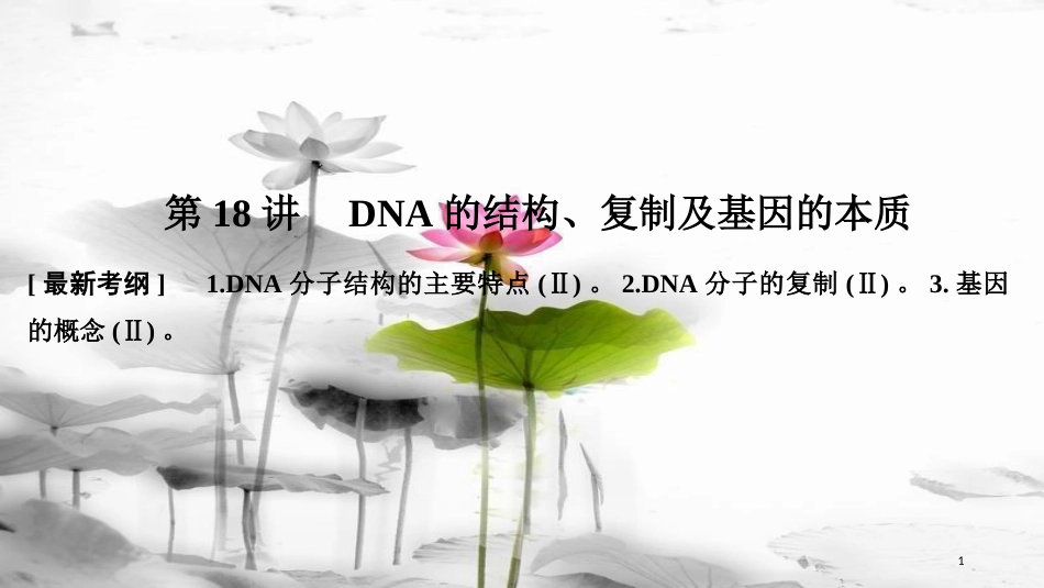 届高考生物一轮复习 第六单元 遗传的分子基础 第18讲 DNA的结构、复制及基因的本质课件_第1页