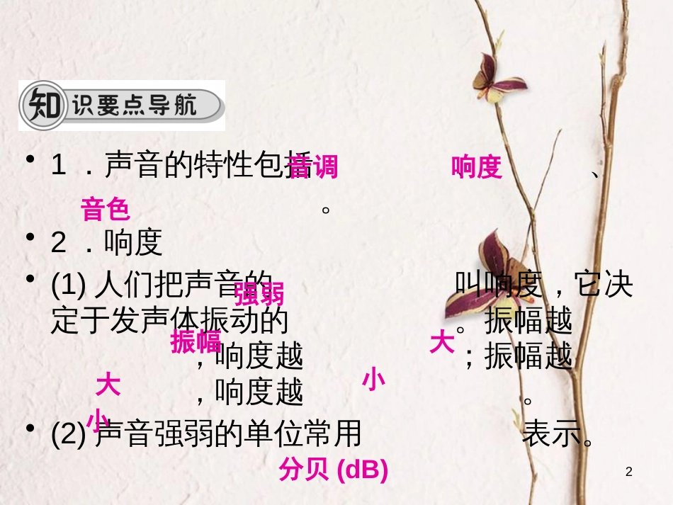 学年八年级物理全册 第三章 第二节 声间的特性（第1课时 响度、音调、音色）课件 （新版）沪科版_第2页