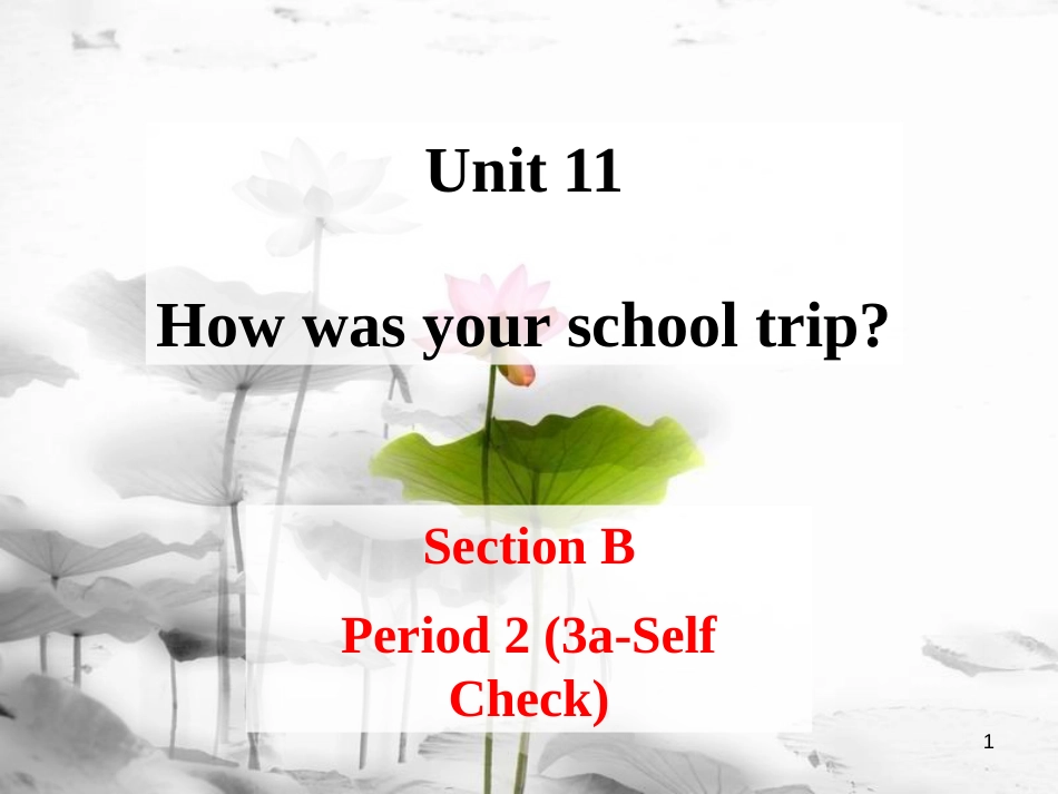 七年级英语下册 Unit 11 How was your school trip Section B Period 2（3a-Self check）课件 （新版）人教新目标版_第1页